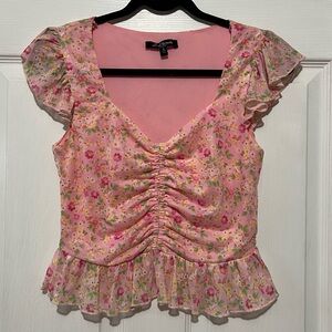 💗 Mixed‎ Threads by Los Angeles - Woman’s Floral Cropped Blouse